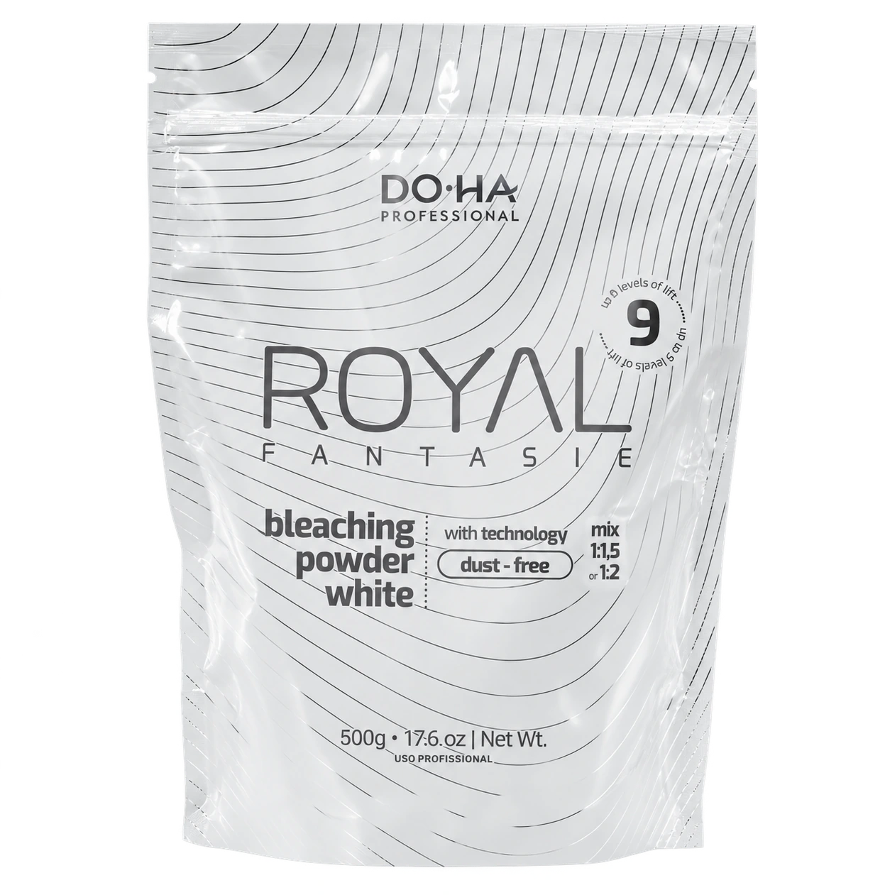 Embalagem do pó descolorante Royal Fantasie Branco DO•HA Professional, 500 g