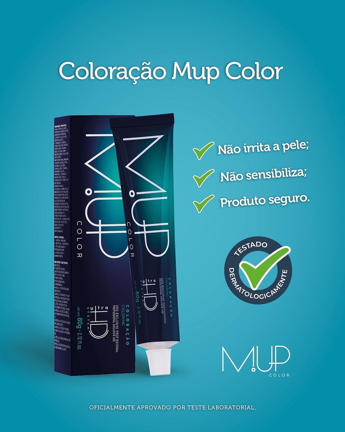 Selo Testado Dermatologicamente do material da MUP Color